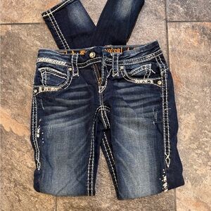 Rock Revival Women's Dark Blue Distressed Skinny Jeans